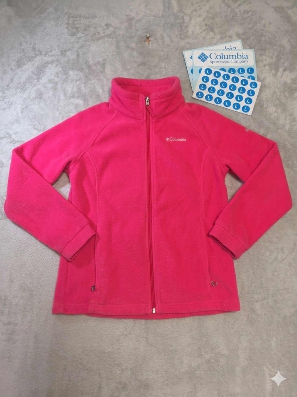 Columbia Girls Bright Pink Full-Zip Fleece Jacket